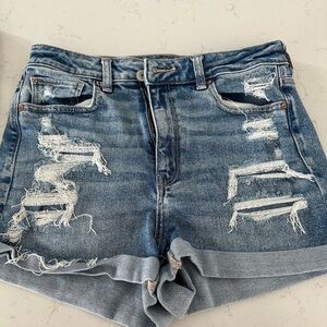 American Eagle Outfitters Blue Distressed Jean Shorts